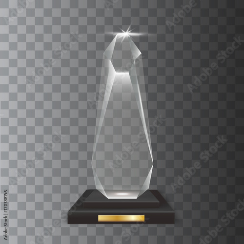 Transparent Realistic Blank Vector Acrylic Glass Trophy Award