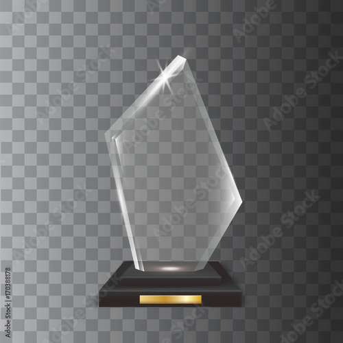 Transparent Realistic Blank Vector Acrylic Glass Trophy Award
