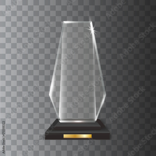 Transparent Realistic Blank Vector Acrylic Glass Trophy Award