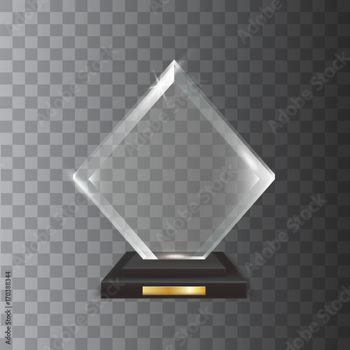 Transparent Realistic Blank Vector Acrylic Glass Trophy Award