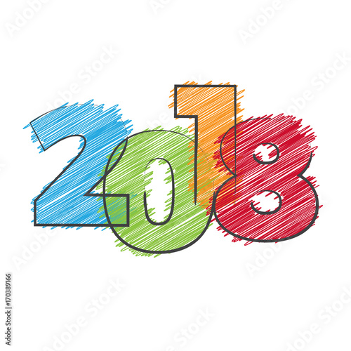 Abstract new year 2018, vector creative text scrawled in pen