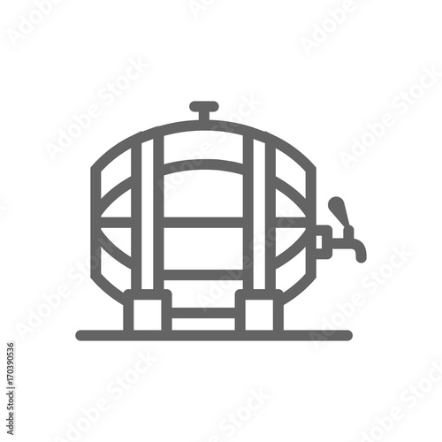Simple beer or wine barrel line icon. Symbol and sign vector illustration design. Editable Stroke. Isolated on white background © Lifeking