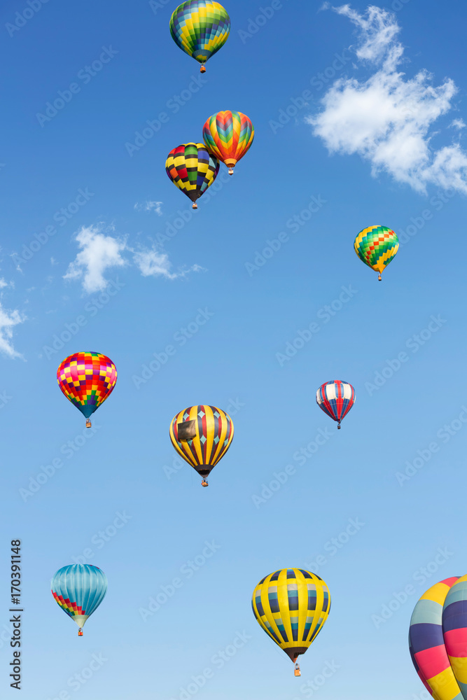 Fototapeta premium Hot air balloons up in the blue sky