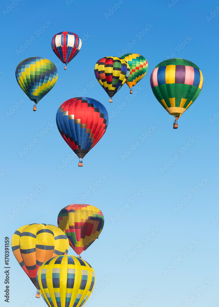 Fototapeta premium Hot air balloons up in the blue sky