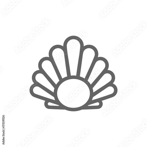 Simple perl in a shell line icon. Symbol and sign vector illustration design. Editable Stroke. Isolated on white background
