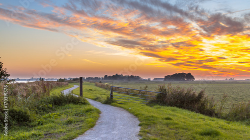 Winding cycling track through Dutch Polder photo