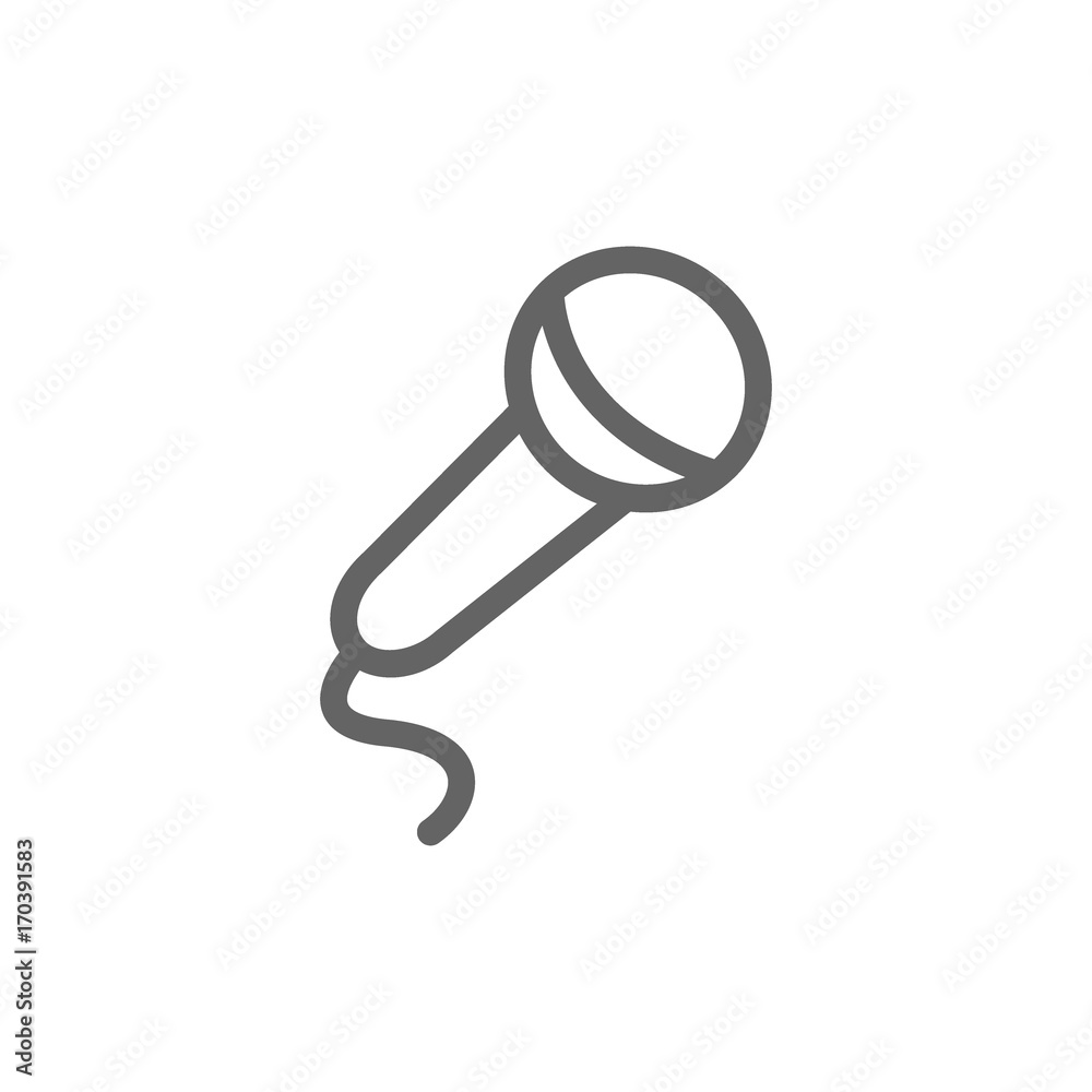 Simple microphone line icon. Symbol and sign vector illustration design. Editable Stroke. Isolated on white background Simple microphone line icon. Symbol and sign vector illustration design. Editable Stroke. Isolated on white background