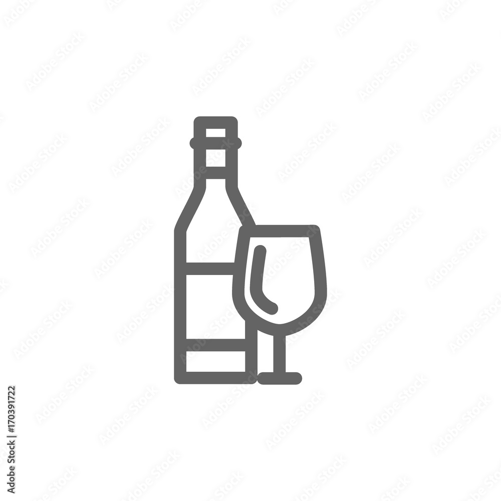 Simple bottles of wine line icon. Symbol and sign vector illustration design. Editable Stroke. Isolated on white background Simple bottles of wine line icon. Symbol and sign vector illustration design. Editable Stroke. Isolated on white background
