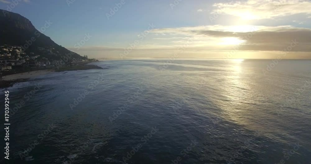 Muizenberg and Kalk Bay Aerial Shot over the Ocean Muizenberg and Kalk Bay Aerial Shot over the Ocean