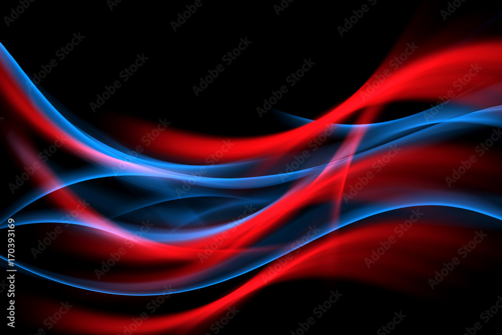 Glowing red and blue flowing waves background. Abstract idea home interior design. Glowing red and blue flowing waves background. Abstract idea home interior design.