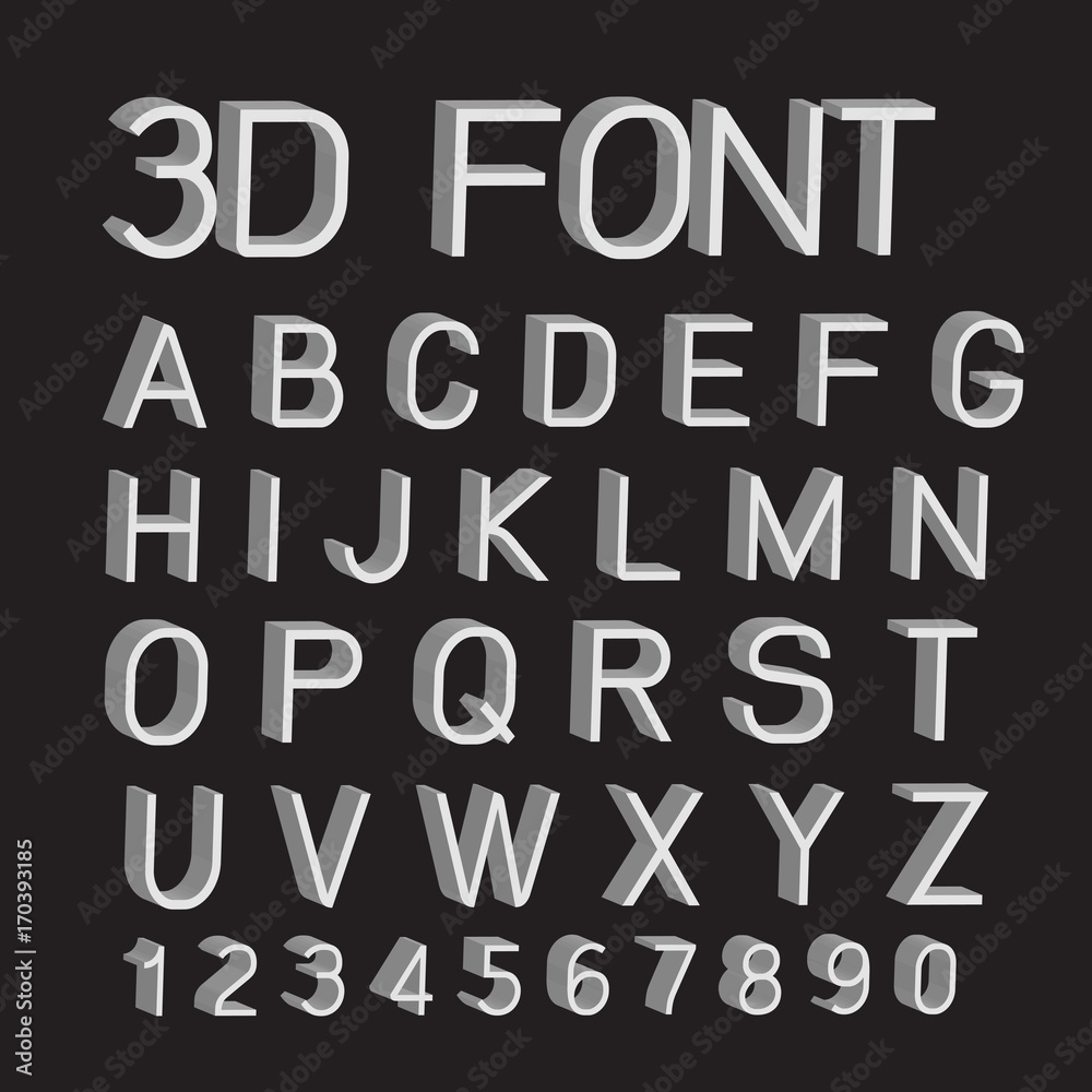 3D font letters and numbers