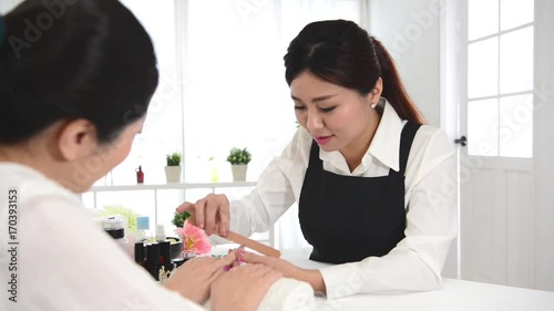 nail filing selective focus of nail salon