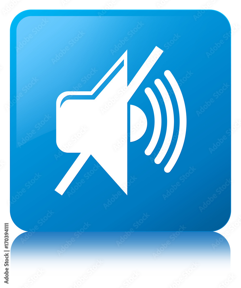 Mute volume icon cyan blue square button Mute volume icon cyan blue square button