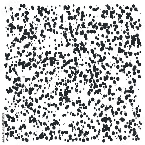 Random, chaotic, irregular circles, dots. Black and white vector illustration.