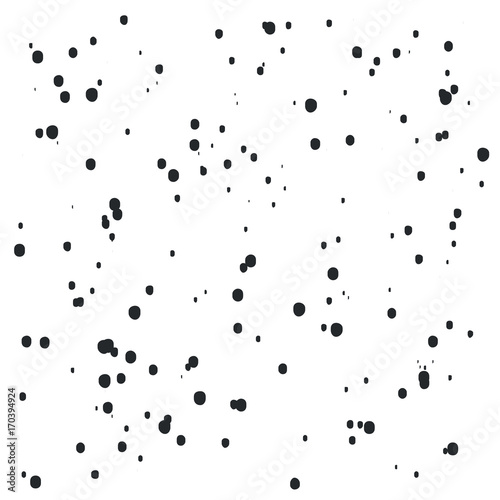 Random  chaotic  irregular circles  dots. Black and white vector illustration.