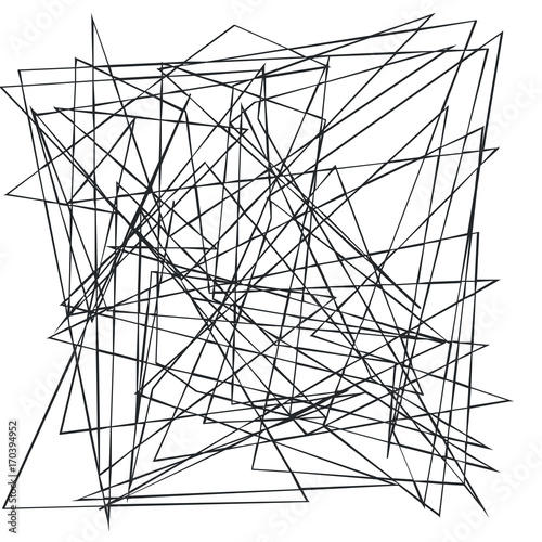 Chaotic random, irregular, edgy lines. Abstract geometric background with broken curves for creating textures. 