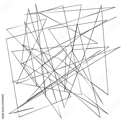 Chaotic random, irregular, edgy lines. Abstract geometric background with broken curves for creating textures. 