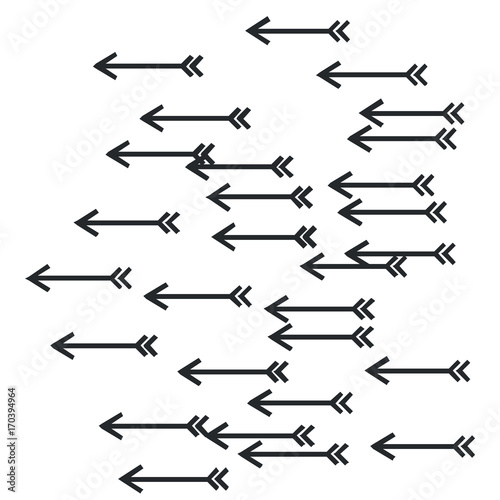 A random arrow. Black and white vector illustration. The element of design to create layouts, backgrounds, patterns 