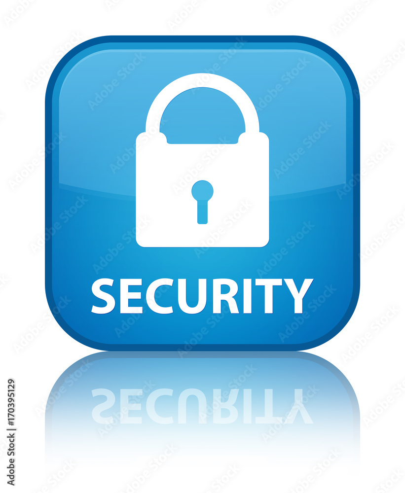 Security (padlock icon) special cyan blue square button Security (padlock icon) special cyan blue square button