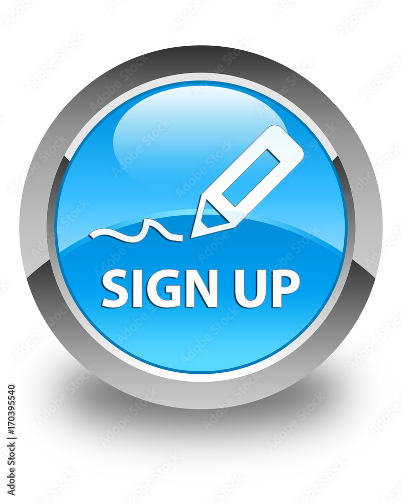 Sign up glossy cyan blue round button Sign up glossy cyan blue round button