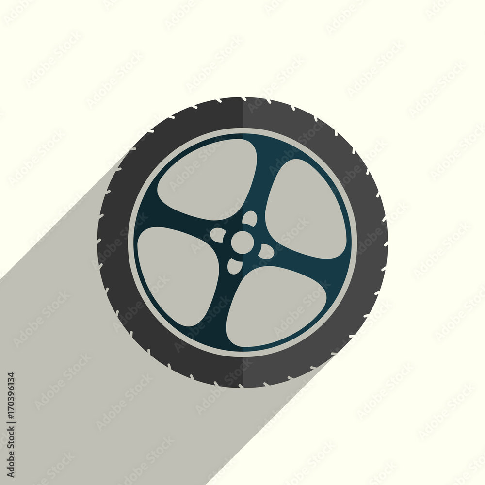Car wheel flat icons with of shadow. Vector illustration