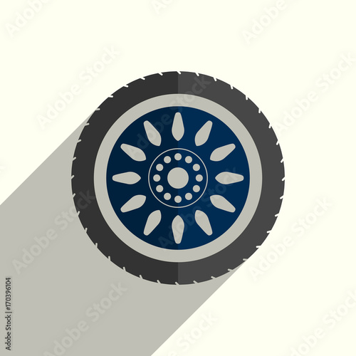 Car wheel flat icons with of shadow. Vector illustration