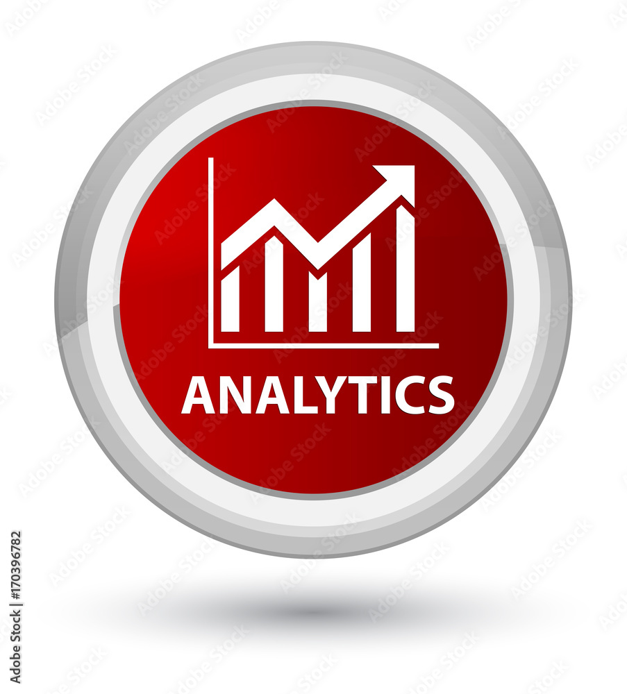 Analytics (statistics icon) prime red round button Analytics (statistics icon) prime red round button