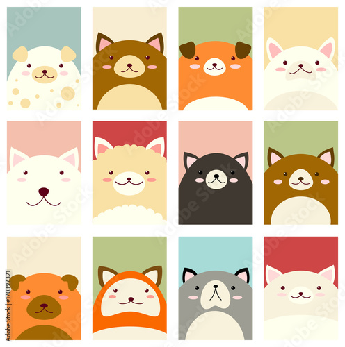 Set of banners with cute dogs