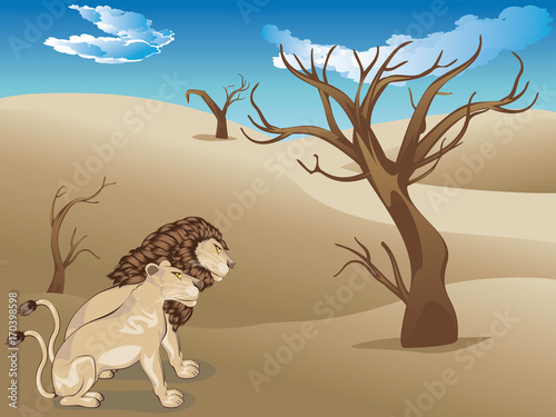 Landscape with Lions