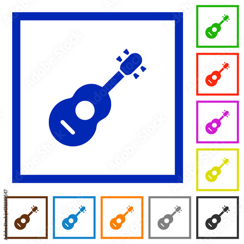 Acoustic guitar flat framed icons