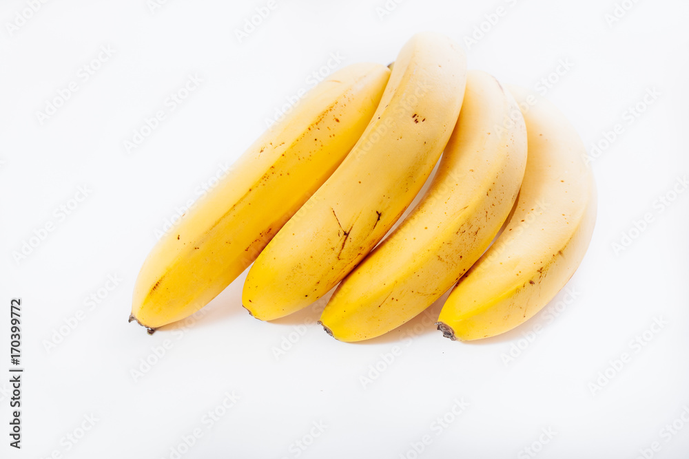Bananas on a white background.