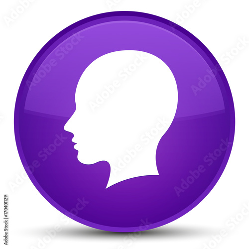 Head female face icon special purple round button © FR Design