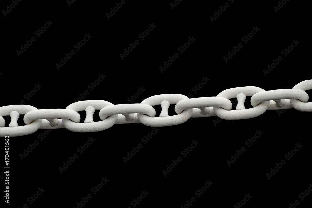 Obraz premium White chain on a black background.