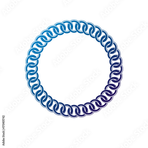 Decorative award vintage circular frame with clear copy space made as chain design. Vector retro style label, heraldry emblem isolated on white background.