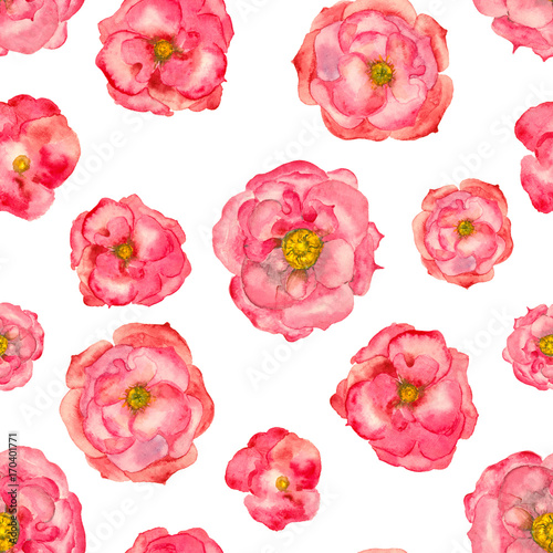 Watercolor rose seamless pattern