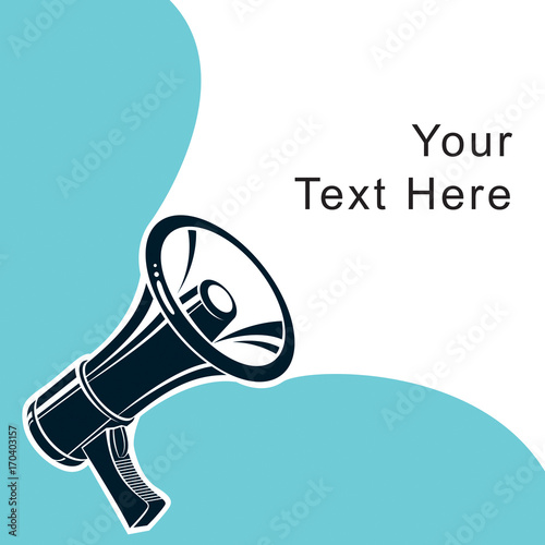 Vector advertising leaflet card created with loudspeaker equipment, your text here. Propaganda as political agitation.