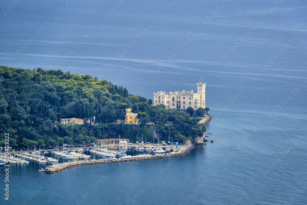 Famous Miramare castle on the Adriatic Sea coast