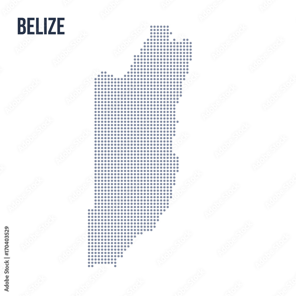 Vector dotted map of Belize isolated on white background .