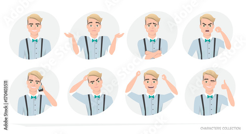 Set of emotions for business man.