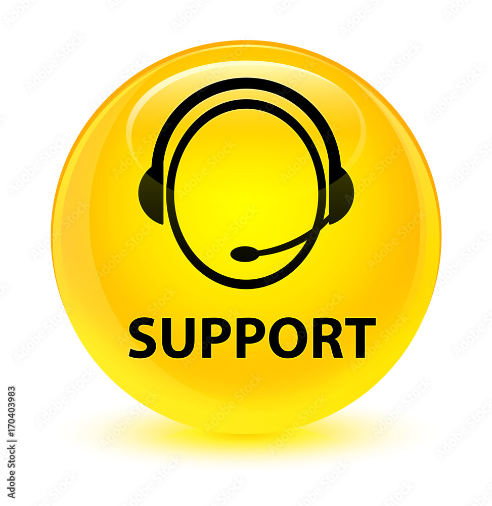 Support (customer care icon) glassy yellow round button
