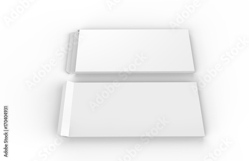 Chocolate Box Mock Up Template, Blank White Box On Isolated White Background, Ready For Your Design, 3D Illustration