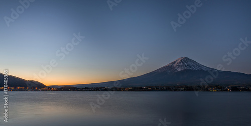Fuji mountain and lake Kawaguchiko in early morning, Japan.