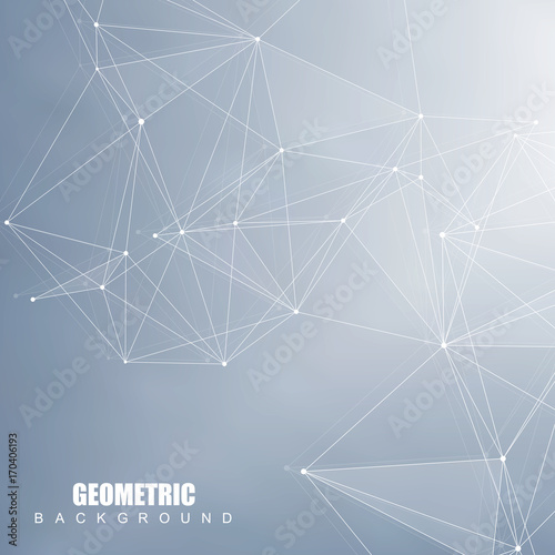 Geometric abstract background with connected line and dots. Structure molecule and communication. Scientific concept for your design. Medical  technology  science background. Vector illustration.