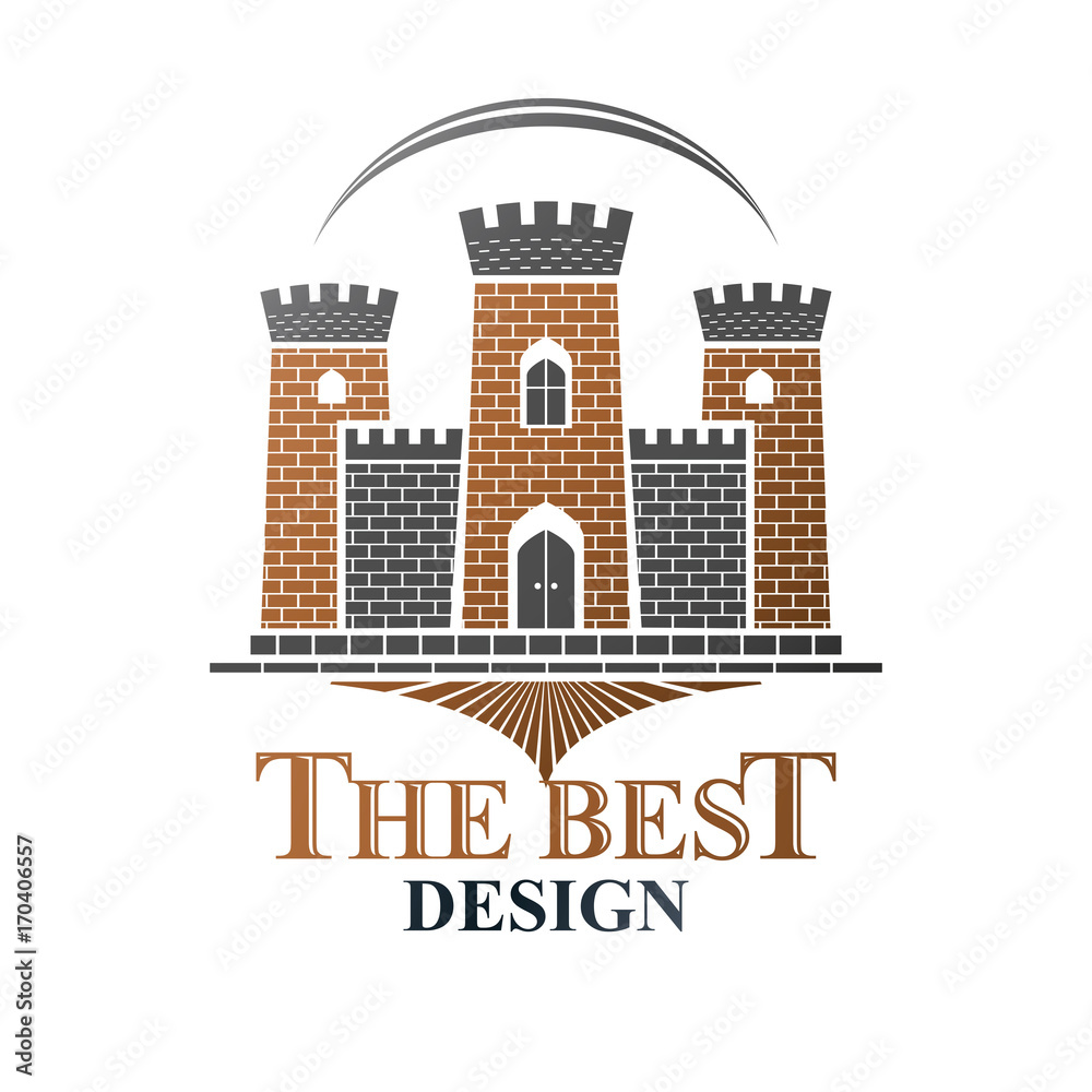 Ancient Bastion emblem. Heraldic vector design element. Retro style label, heraldry logo. Antique logotype on isolated white background.