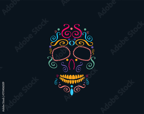 Skull vector ornament for fashion design, Mexican fiesta, Day of dead