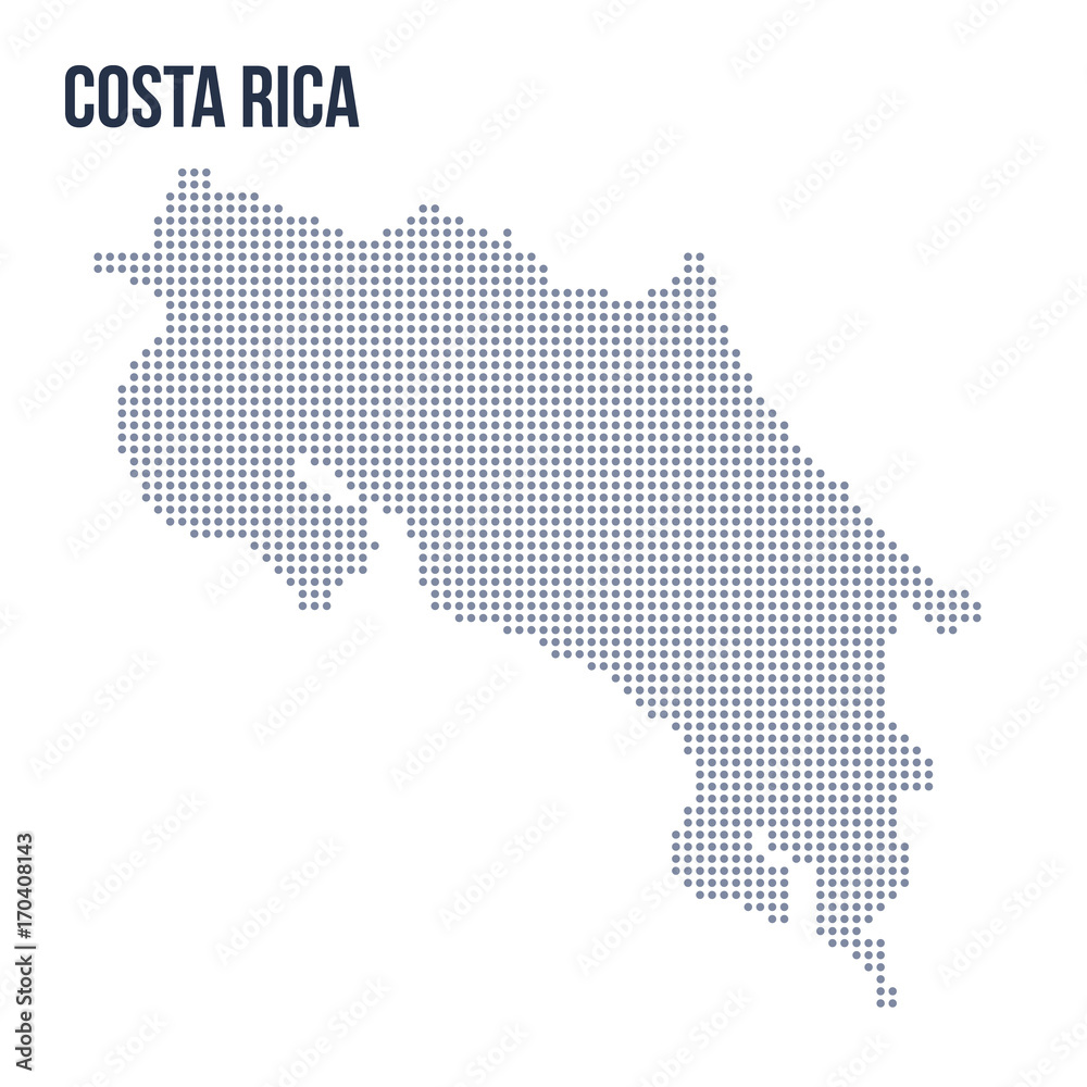 Vector dotted map of Costa Rica isolated on white background .
