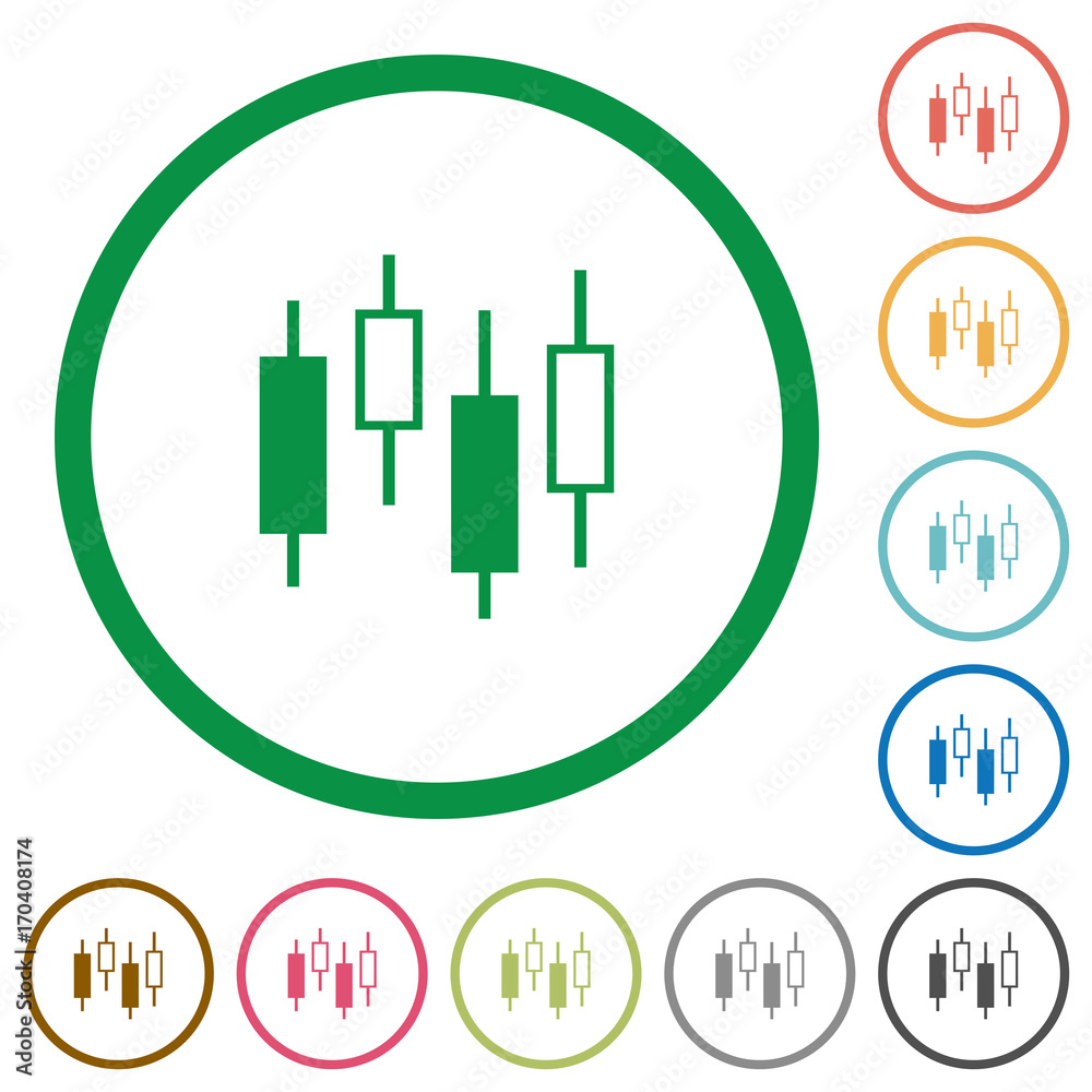 Candlestick chart flat icons with outlines Candlestick chart flat icons with outlines