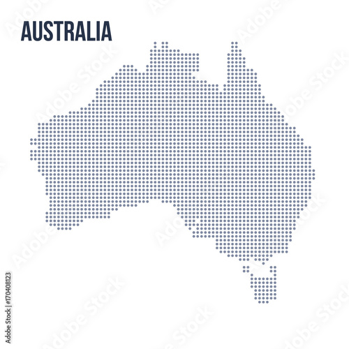 Vector dotted map of Australia isolated on white background .