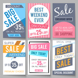 Sale posters vector template with discount and save money offers for email and newsletter design