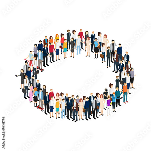 Business People Circle Concept Of Society Isometric View Isolated on White. Vector